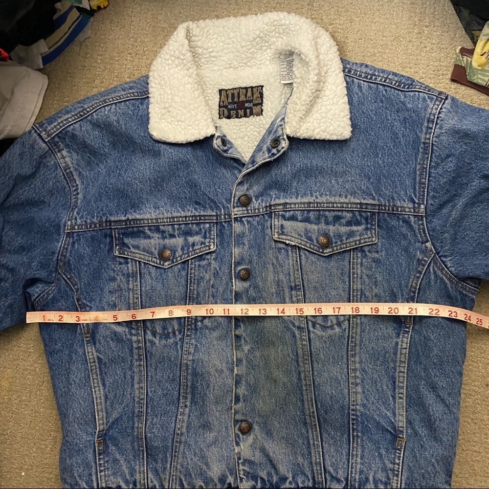 Attrak Denim Sherpa Jacket Vintage Mens Size Large - Picture 9 of 12